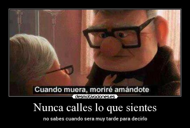 Nunca calles lo que sientes - no sabes cuando sera muy tarde para decirlo