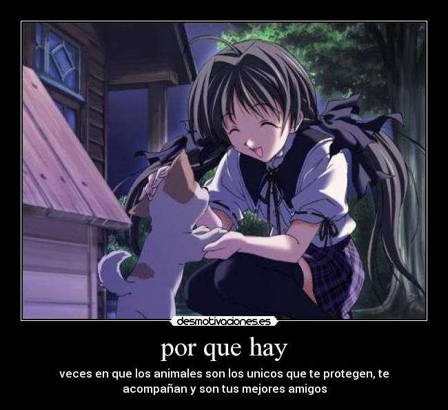 por que hay - veces en que los animales son los unicos que te protegen, te
acompañan y son tus mejores amigos