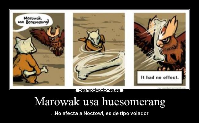 Marowak usa huesomerang - ...No afecta a Noctowl, es de tipo volador