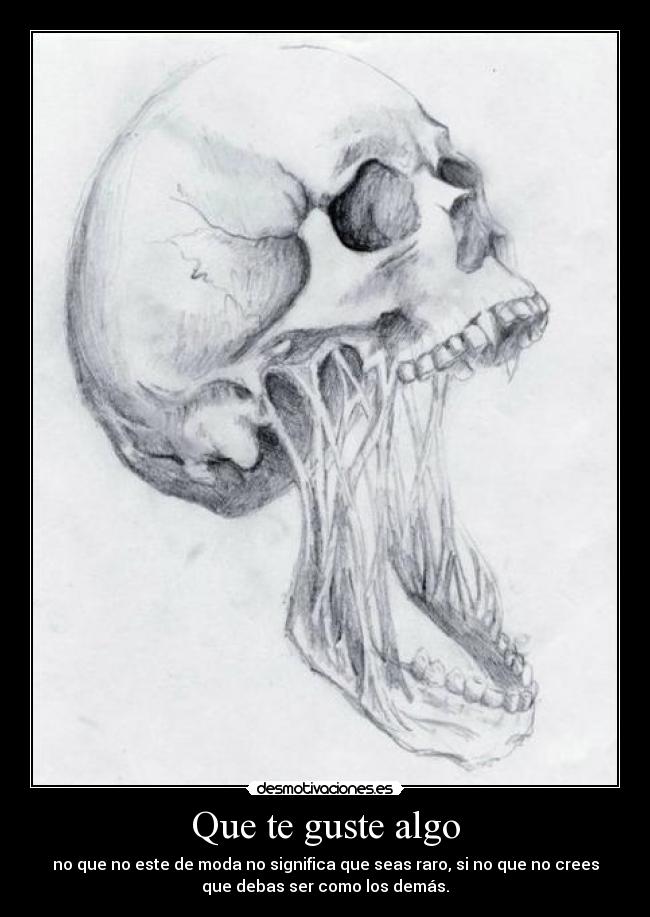 Que te guste algo - no que no este de moda no significa que seas raro, si no que no crees
que debas ser como los demás.