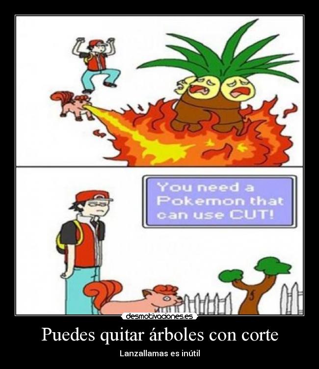 carteles pokemon logica lanzallamas rojo corte arbol fuego planta exeggcutor kanto vulpix quitar inutil desmotivaciones