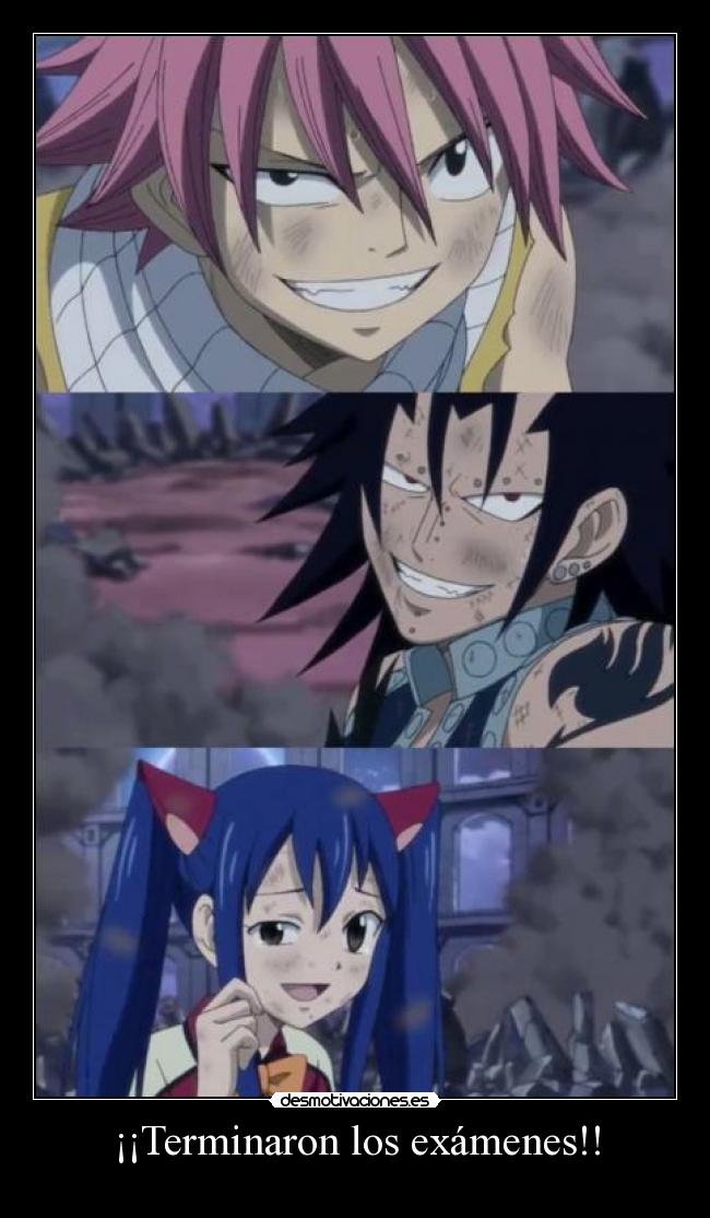 carteles examenes raptorhunters nigatsu harukaze anime manga otaku fairy tail natsu gajeel wendy examenes desmotivaciones
