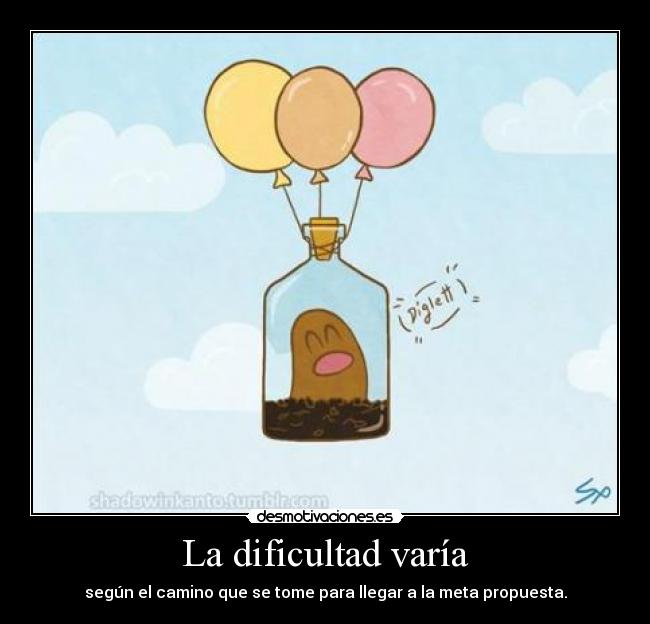 La dificultad varía - según el camino que se tome para llegar a la meta propuesta.