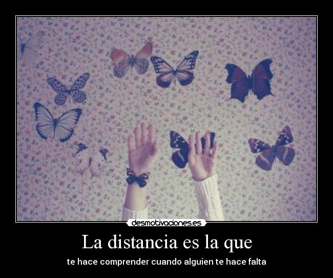 La distancia es la que - te hace comprender cuando alguien te hace falta