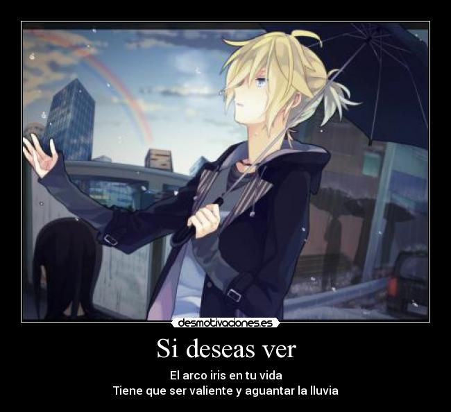 carteles anime vocaloid len kagamine valiente lluvia desmotivaciones