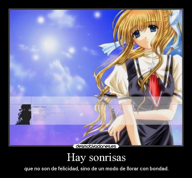 carteles anime air sonrisa felicidad modo llorar bondad desmotivaciones