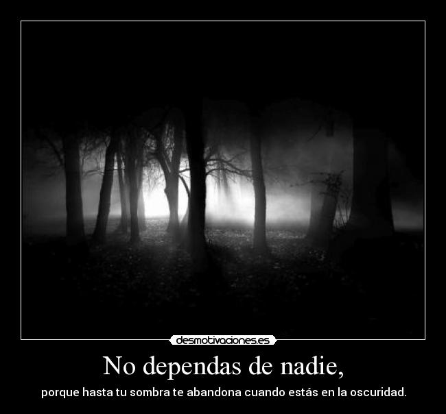 No dependas de nadie, - porque hasta tu sombra te abandona cuando estás en la oscuridad.