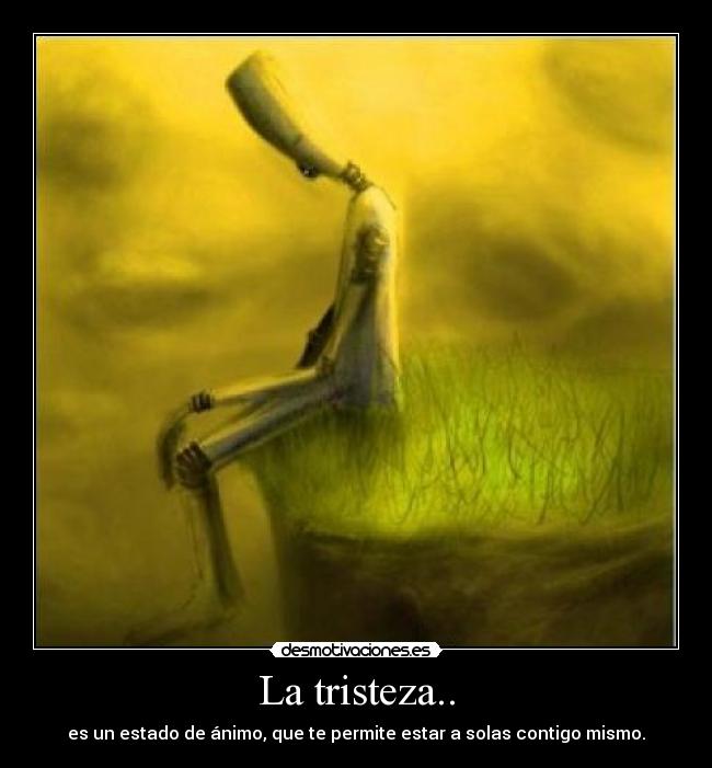La tristeza.. - es un estado de ánimo, que te permite estar a solas contigo mismo.