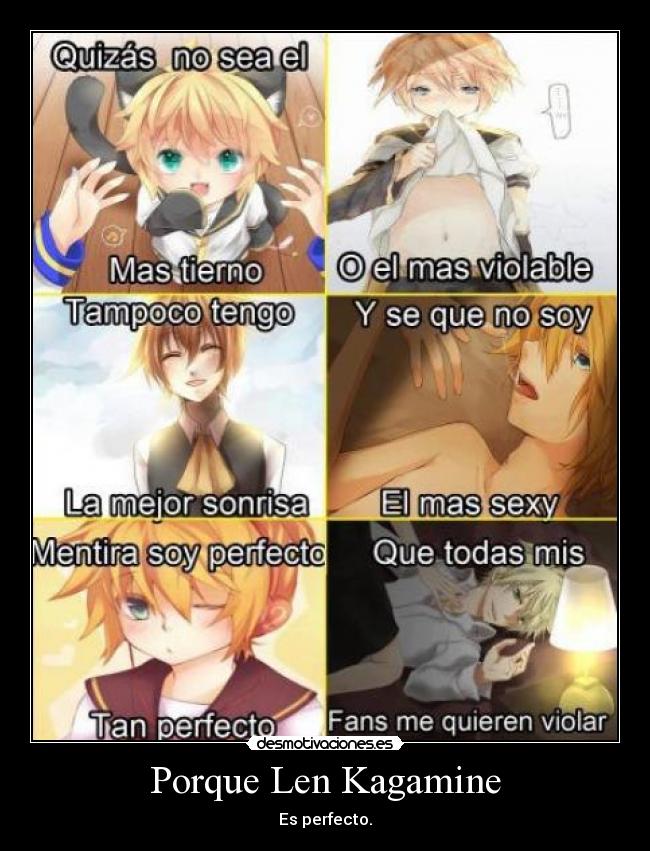 carteles len kagamine vocaloid perfecto tierno violable fan fangirl anime rubio desmotivaciones