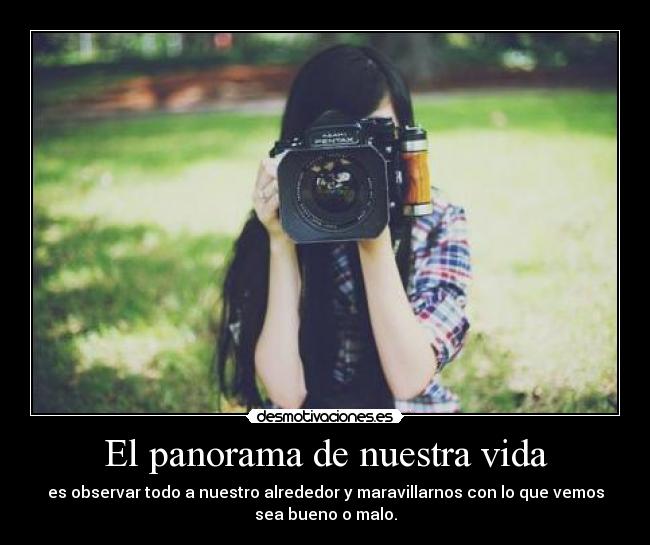 El panorama de nuestra vida - es observar todo a nuestro alrededor y maravillarnos con lo que vemos
sea bueno o malo.