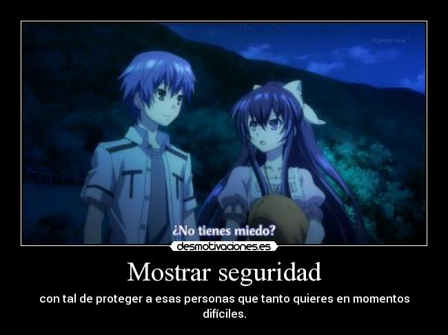 carteles anime date live tohka preguntandole shido sobre miedo algo malo momento malo doni desmotivaciones