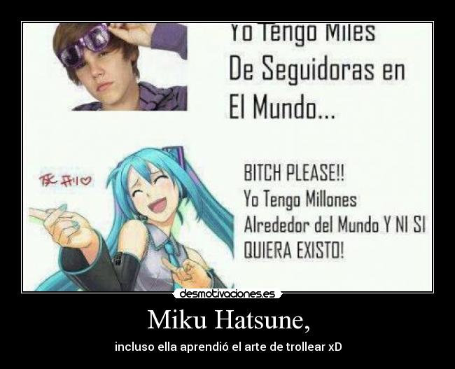 Miku Hatsune, - incluso ella aprendió el arte de trollear xD