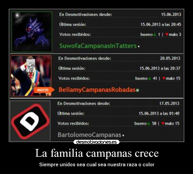 La familia campanas crece - Siempre unidos sea cual sea nuestra raza o color