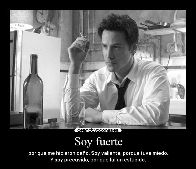 Soy fuerte - por que me hicieron daño. Soy valiente, porque tuve miedo.
Y soy precavido, por que fui un estúpido.