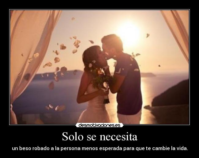 Solo se necesita - un beso robado a la persona menos esperada para que te cambie la vida.