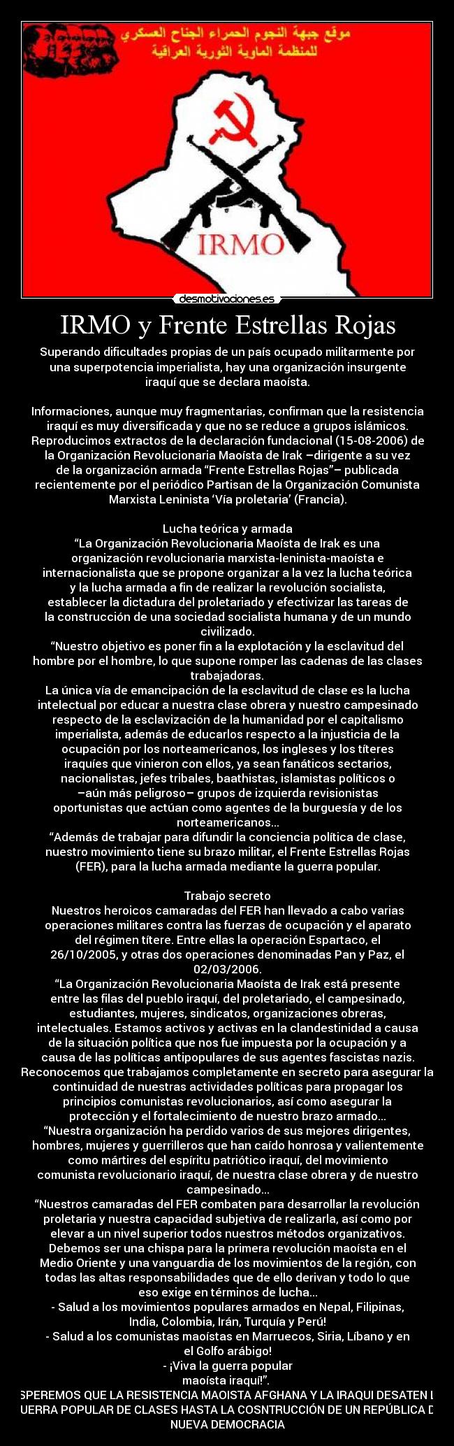 IRMO y Frente Estrellas Rojas - 