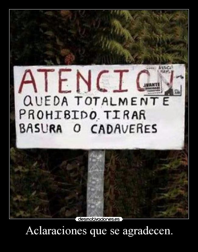Aclaraciones que se agradecen. - 