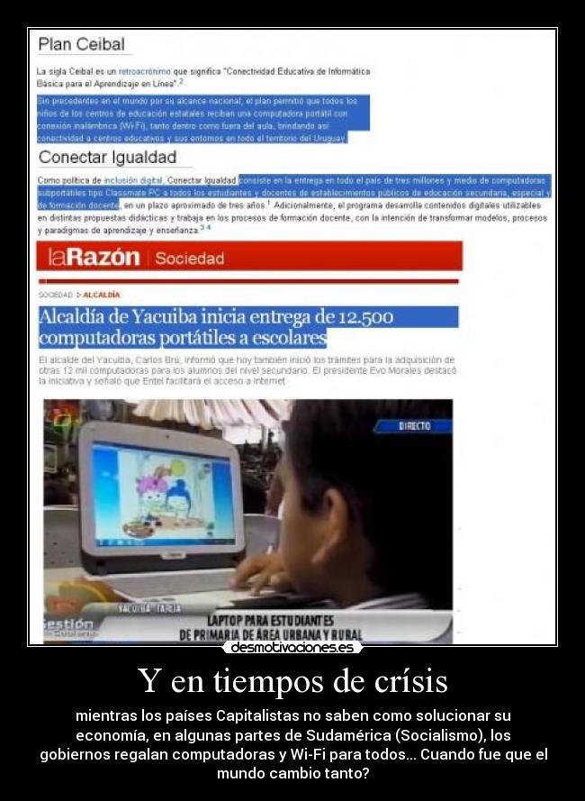 carteles crisis laptop computadora regalo gobierno politica mundo desmotivaciones