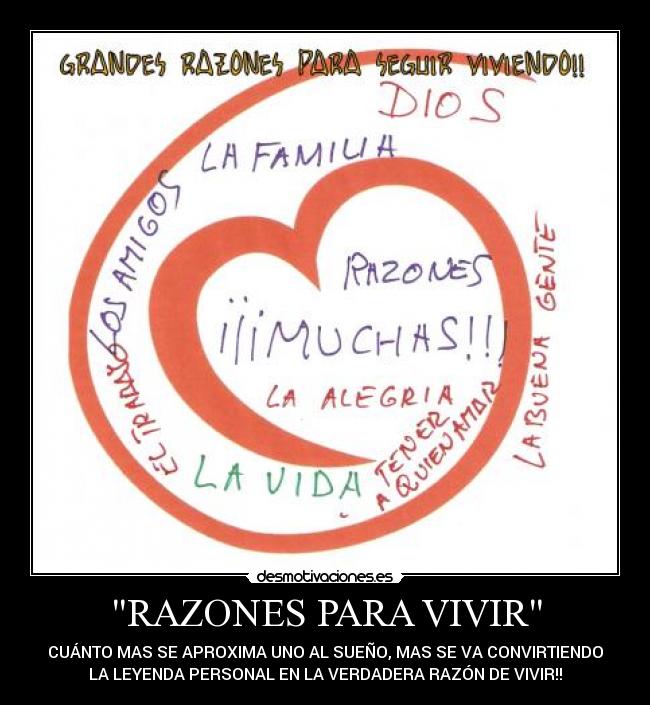 RAZONES PARA VIVIR - CUÁNTO MAS SE APROXIMA UNO AL SUEÑO, MAS SE VA CONVIRTIENDO
LA LEYENDA PERSONAL EN LA VERDADERA RAZÓN DE VIVIR!!