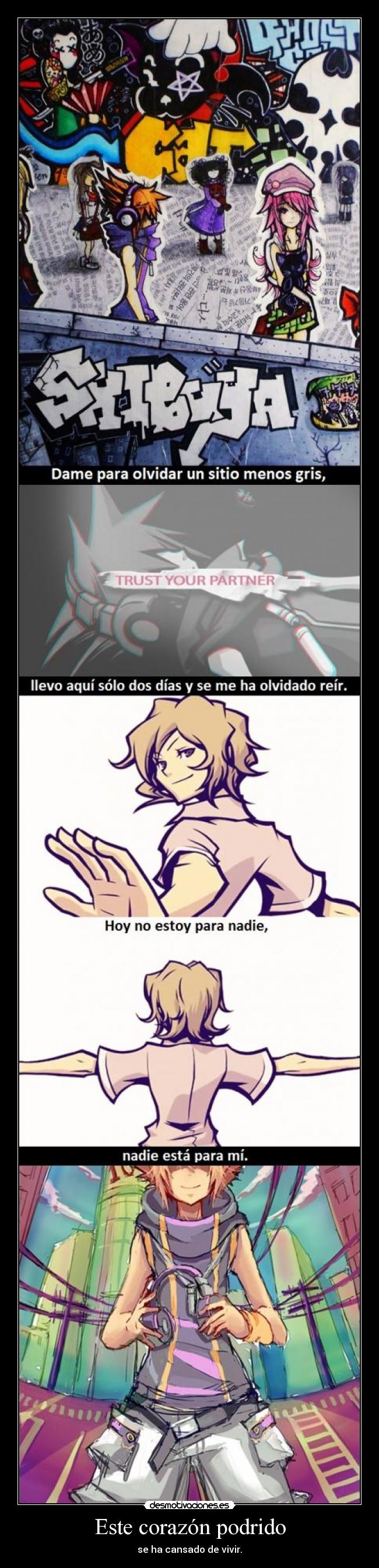 carteles corazon anime juego twewy una cancion fuga asusteis cuadernodefrasespendientes desmotivaciones