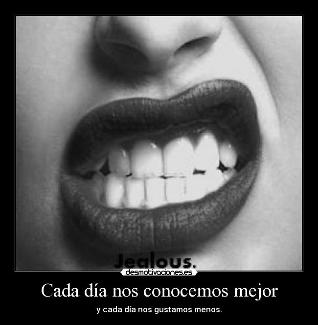 Cada día nos conocemos mejor - y cada día nos gustamos menos.