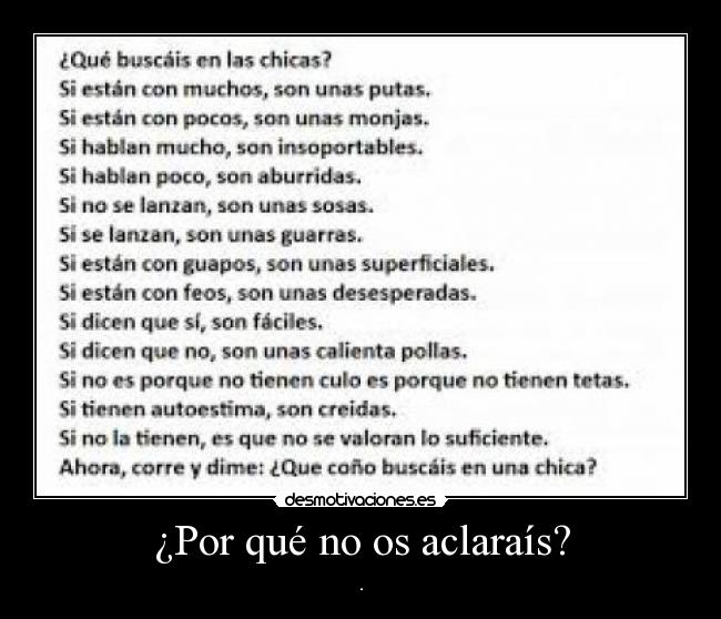 ¿Por qué no os aclaraís? - .