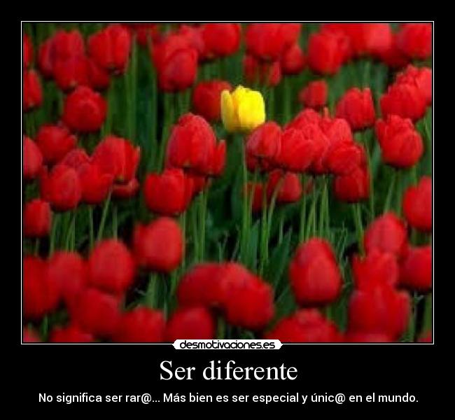 Ser diferente - No significa ser rar@... Más bien es ser especial y únic@ en el mundo.