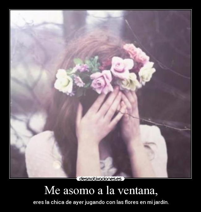 Me asomo a la ventana, - eres la chica de ayer jugando con las flores en mi jardín.