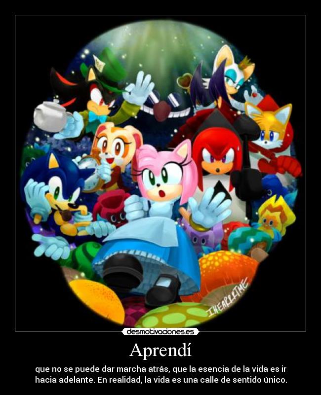 Aprendí - que no se puede dar marcha atrás, que la esencia de la vida es ir
hacia adelante. En realidad, la vida es una calle de sentido único.