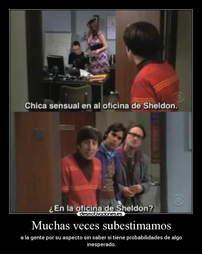 carteles the big bang theory sheldon tiene una chica sensual oficina desmotivaciones