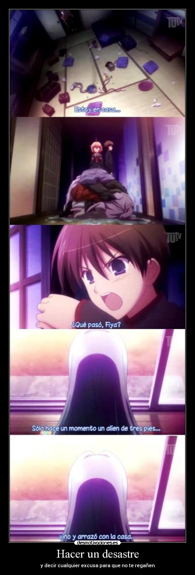 carteles anime shinigamisempai cube cursed curious hacer desastre decir cualquier excusa para que desmotivaciones