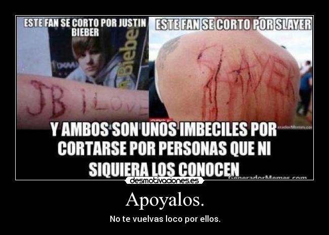 Apoyalos. - No te vuelvas loco por ellos.