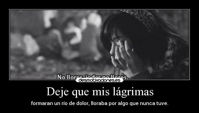 Deje que mis lágrimas - formaran un río de dolor, lloraba por algo que nunca tuve.