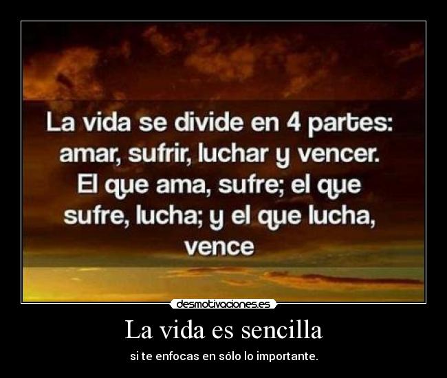 La vida es sencilla - si te enfocas en sólo lo importante.