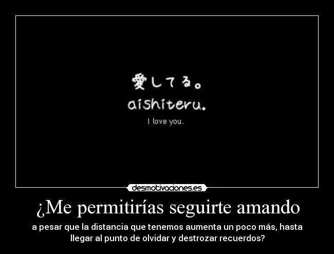 ¿Me permitirías seguirte amando -