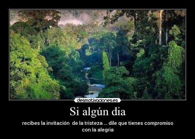 Si algún dia - recibes la invitación  de la tristeza ... dile que tienes compromiso con la alegria