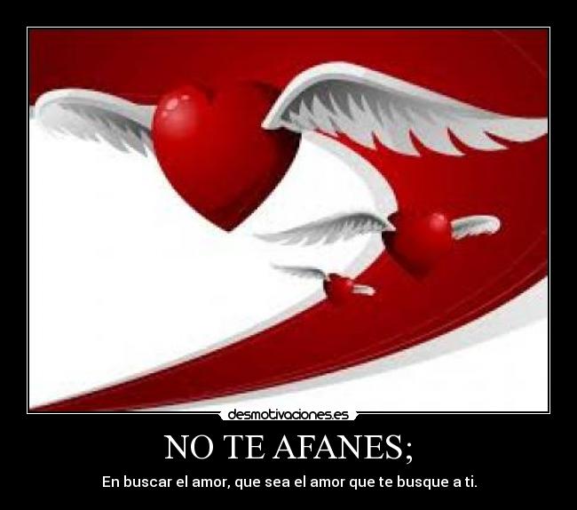 NO TE AFANES; - En buscar el amor, que sea el amor que te busque a ti.