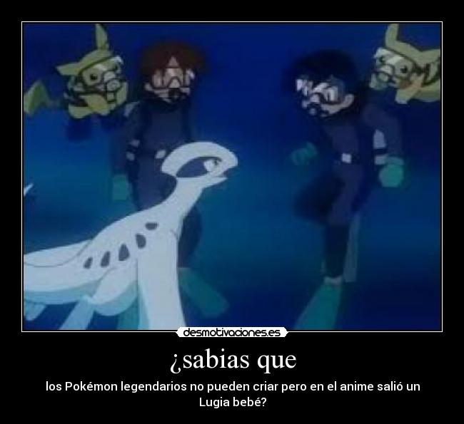 ¿sabias que - los Pokémon legendarios no pueden criar pero en el anime salió un Lugia bebé?