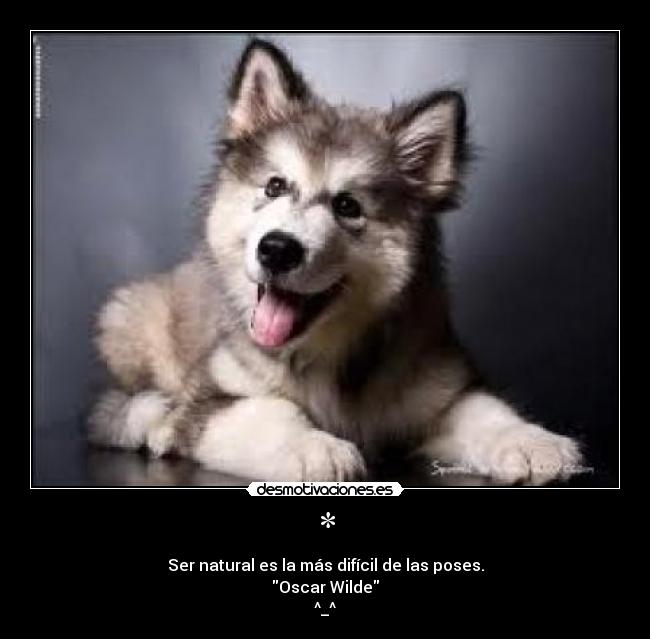 * - Ser natural es la más difícil de las poses.
Oscar Wilde
^_^