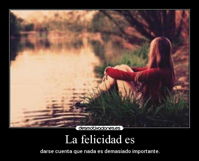 La felicidad es - darse cuenta que nada es demasiado importante.