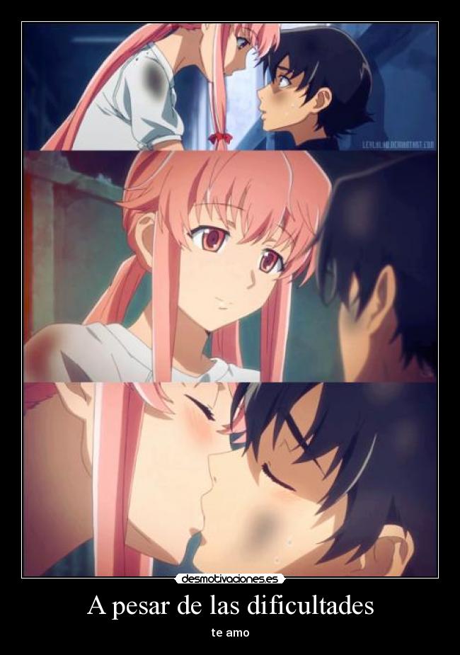 carteles pesar las dificultades amo miraii nikki yuuno gasai amano yuukiteru desmotivaciones