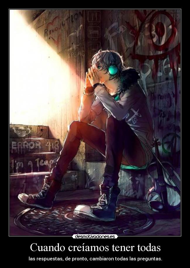 carteles preguntar anime chico responder desmotivaciones
