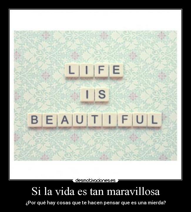 Si la vida es tan maravillosa - ¿Por qué hay cosas que te hacen pensar que es una mierda?