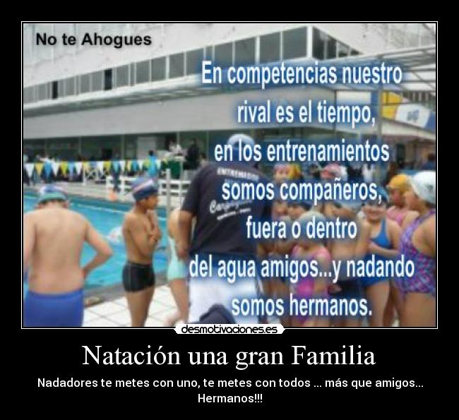 Natación una gran Familia - Nadadores te metes con uno, te metes con todos ... más que amigos... Hermanos!!!