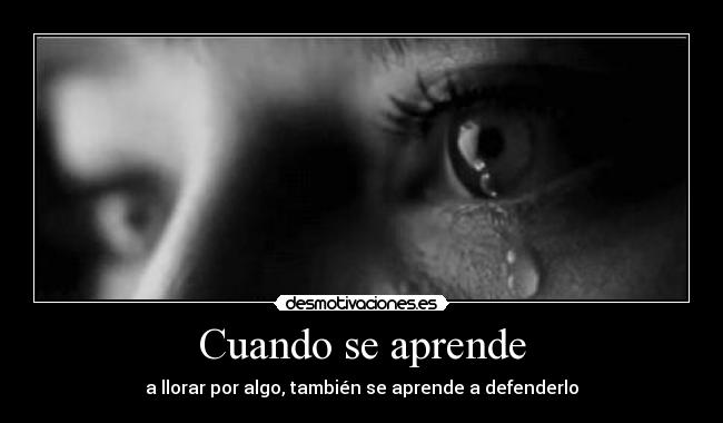 Cuando se aprende - a llorar por algo, también se aprende a defenderlo