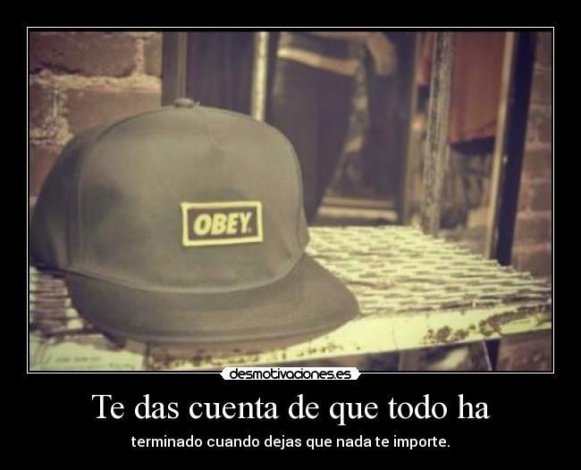 Te das cuenta de que todo ha - terminado cuando dejas que nada te importe.