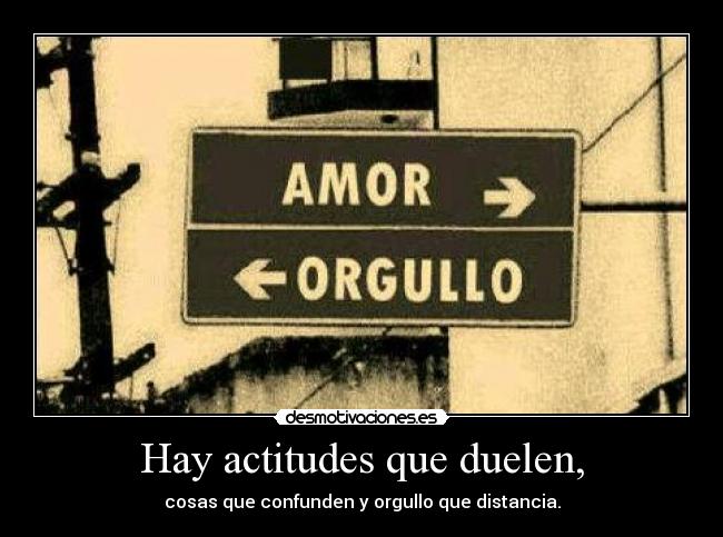 Hay actitudes que duelen, - cosas que confunden y orgullo que distancia.