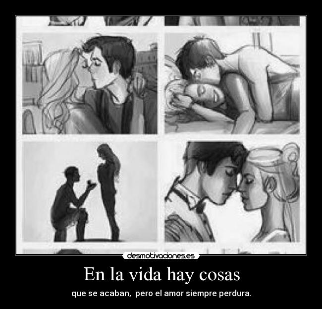 En la vida hay cosas - que se acaban,  pero el amor siempre perdura.