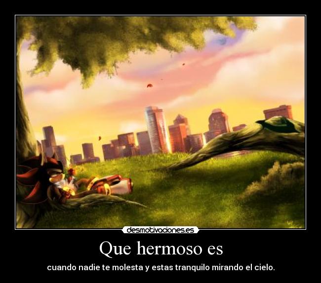 Que hermoso es - cuando nadie te molesta y estas tranquilo mirando el cielo.