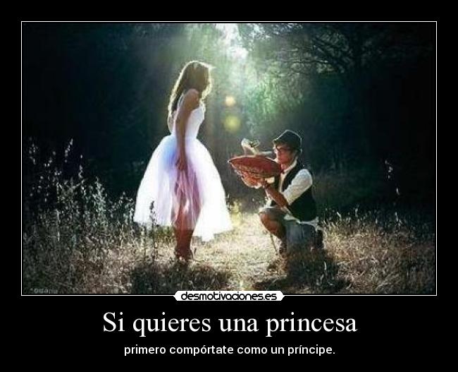 Si quieres una princesa - primero compórtate como un príncipe.